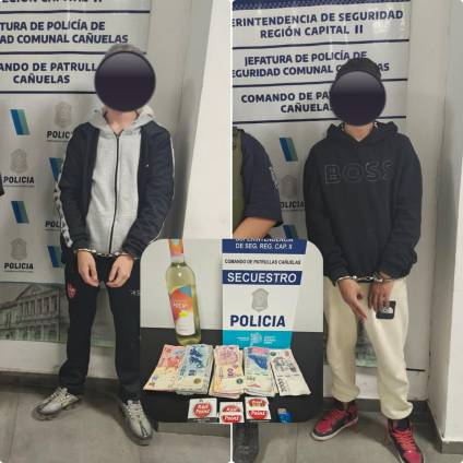 Dos menores capturados por robar plata, vino y cigarros de una despensa